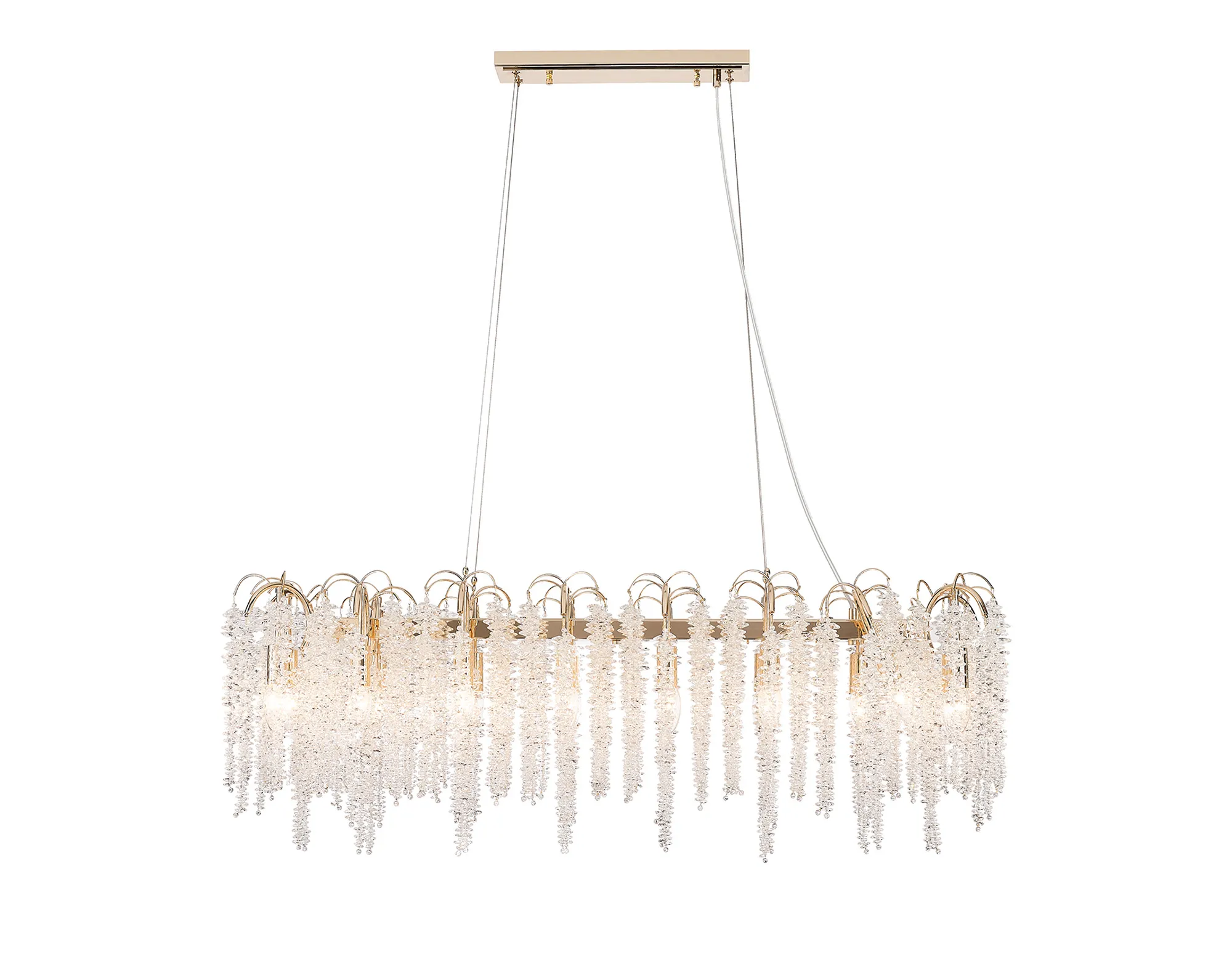 Wisteria French Gold Crystal Ceiling Lights Diyas Linear Crystal Fittings